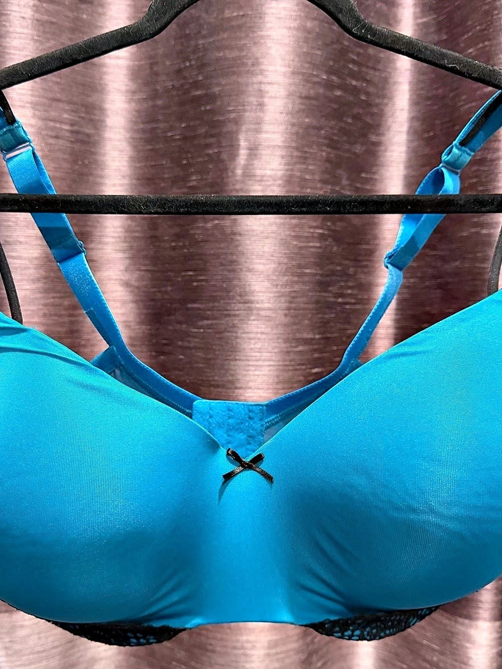 CACIQUE Lace Detail Bra in Turquoise & Black Size 40H Like New